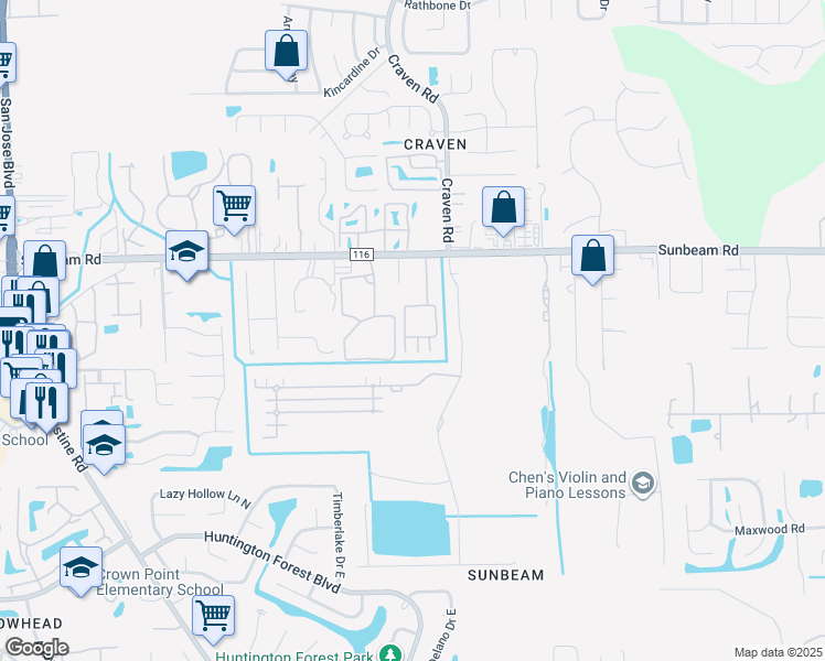 map of restaurants, bars, coffee shops, grocery stores, and more near 9595 Amarante Circle in Jacksonville