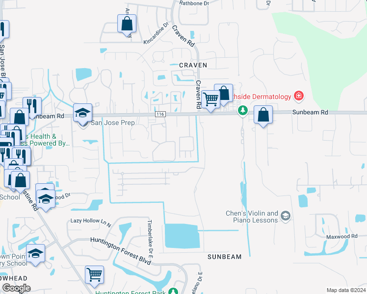 map of restaurants, bars, coffee shops, grocery stores, and more near 9575 Amarante Circle in Jacksonville