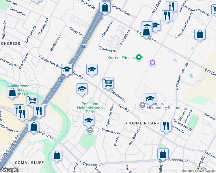 map of restaurants, bars, coffee shops, grocery stores, and more near 4801 Freidrich Lane in Austin