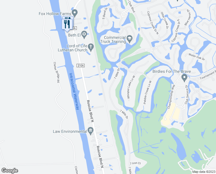 map of restaurants, bars, coffee shops, grocery stores, and more near 8117 7 Mile Drive in Ponte Vedra Beach