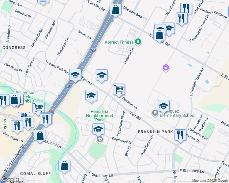 map of restaurants, bars, coffee shops, grocery stores, and more near 4911 Freidrich Lane in Austin