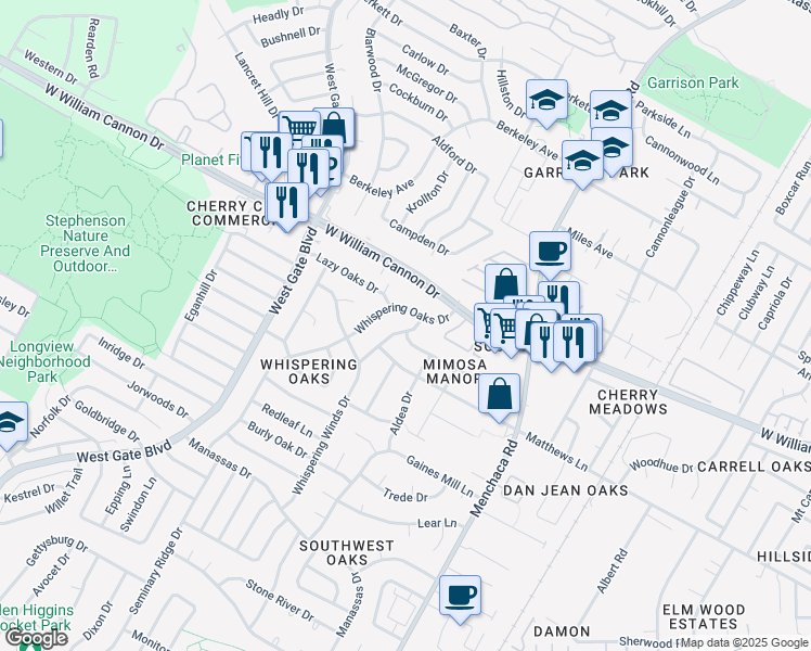 map of restaurants, bars, coffee shops, grocery stores, and more near in Austin