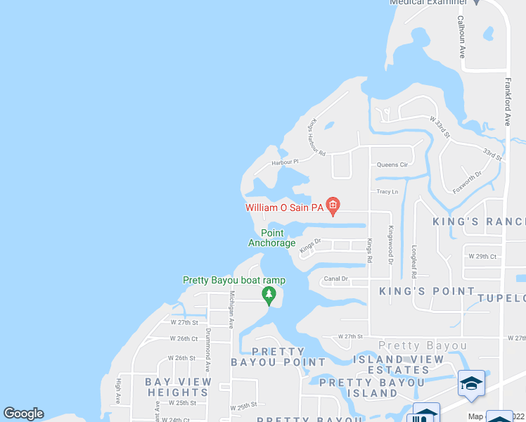 map of restaurants, bars, coffee shops, grocery stores, and more near 3121 West 30th Court in Panama City