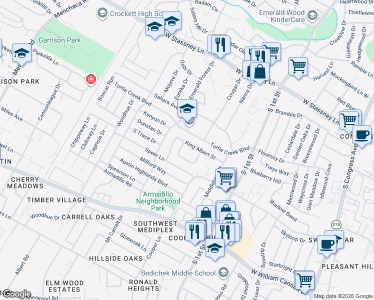 map of restaurants, bars, coffee shops, grocery stores, and more near 6200 Soft Wind Circle in Austin