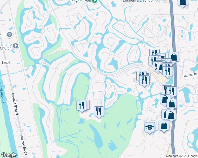 map of restaurants, bars, coffee shops, grocery stores, and more near 100 Pga Tour Boulevard in Ponte Vedra Beach