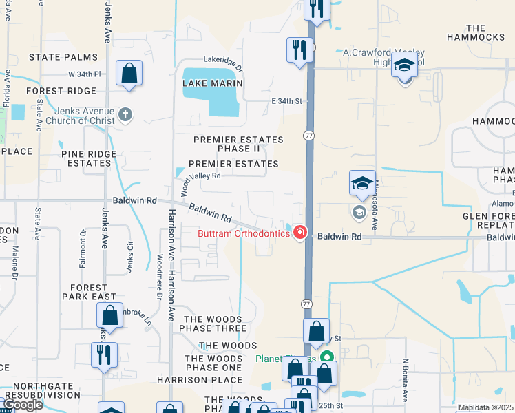 map of restaurants, bars, coffee shops, grocery stores, and more near 300 Baldwin Rowe Circle in Panama City