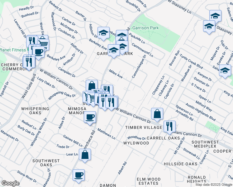 map of restaurants, bars, coffee shops, grocery stores, and more near 1906 Bissel Lane in Austin