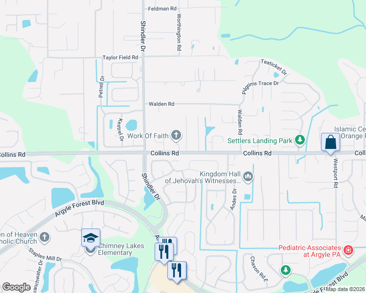 map of restaurants, bars, coffee shops, grocery stores, and more near 7600 Pheasant Path Drive in Jacksonville