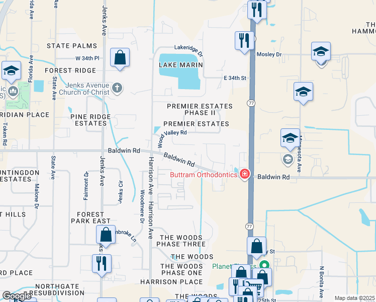 map of restaurants, bars, coffee shops, grocery stores, and more near 237 East Baldwin Road in Panama City