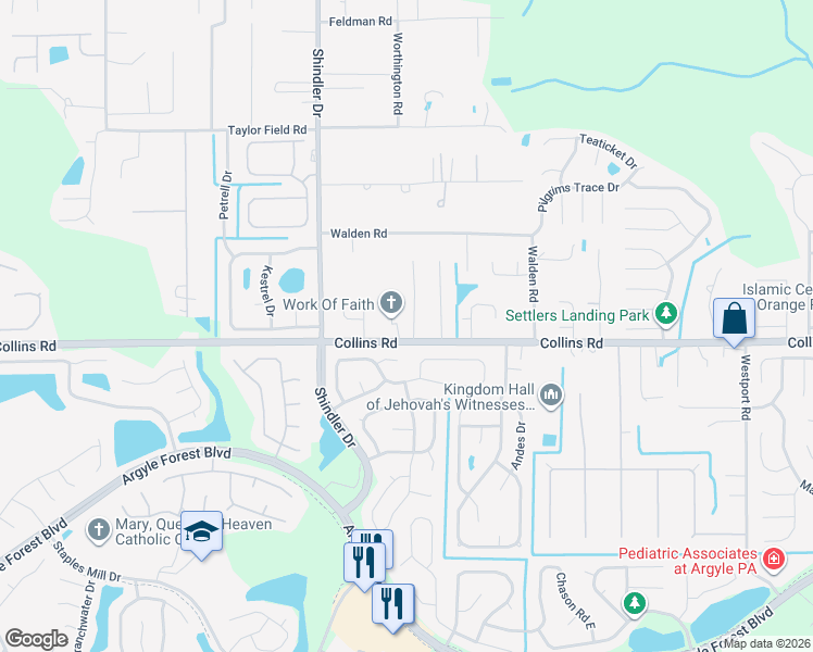map of restaurants, bars, coffee shops, grocery stores, and more near 7600 Pheasant Path Drive in Jacksonville