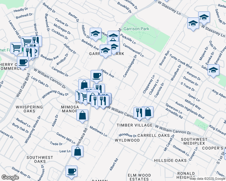 map of restaurants, bars, coffee shops, grocery stores, and more near 1906 Bissel Lane in Austin