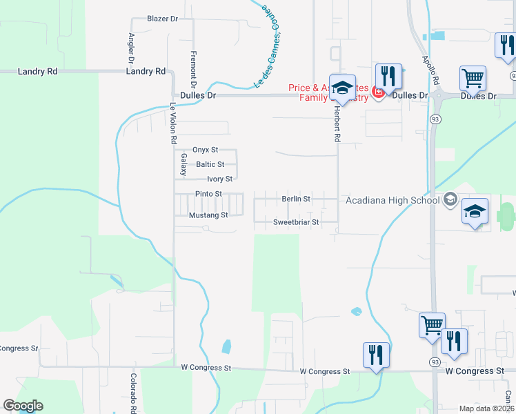 map of restaurants, bars, coffee shops, grocery stores, and more near 209 Belfast Street in Lafayette