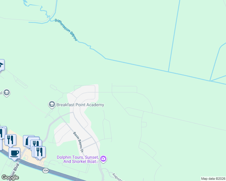 map of restaurants, bars, coffee shops, grocery stores, and more near Power Line Rd in Panama City Beach