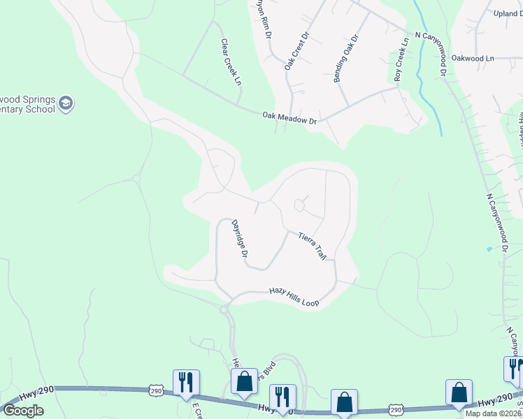 map of restaurants, bars, coffee shops, grocery stores, and more near 1363 - B Hazy Hills Loop in Dripping Springs