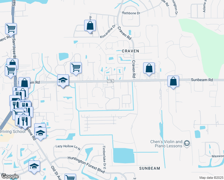 map of restaurants, bars, coffee shops, grocery stores, and more near 4320 County Road 116 in Jacksonville