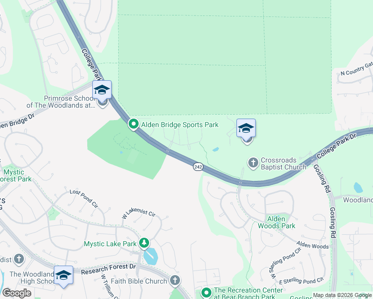 map of restaurants, bars, coffee shops, grocery stores, and more near 262 Liriope Court in Conroe