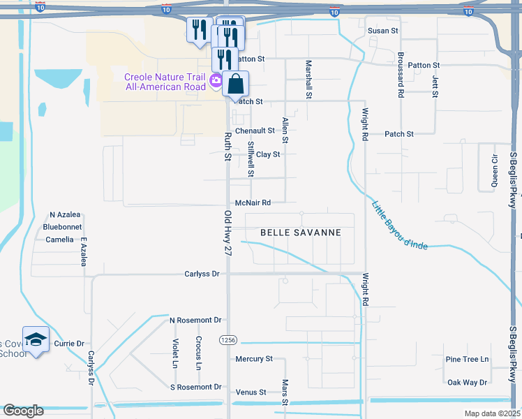 map of restaurants, bars, coffee shops, grocery stores, and more near 294-518 McNair Rd in Sulphur