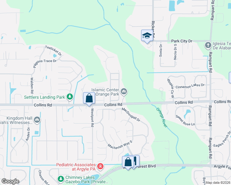 map of restaurants, bars, coffee shops, grocery stores, and more near 7771 Invermere Boulevard North in Jacksonville