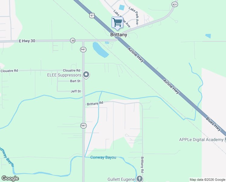 map of restaurants, bars, coffee shops, grocery stores, and more near 9298 Louisiana 941 in Gonzales