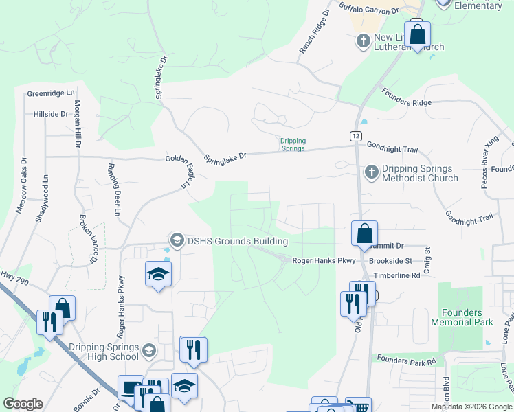 map of restaurants, bars, coffee shops, grocery stores, and more near 152 Grayson Elm Pass in Dripping Springs