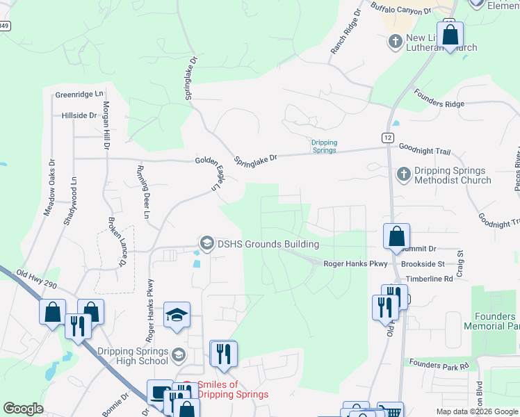 map of restaurants, bars, coffee shops, grocery stores, and more near 152 Grayson Elm Pass in Dripping Springs