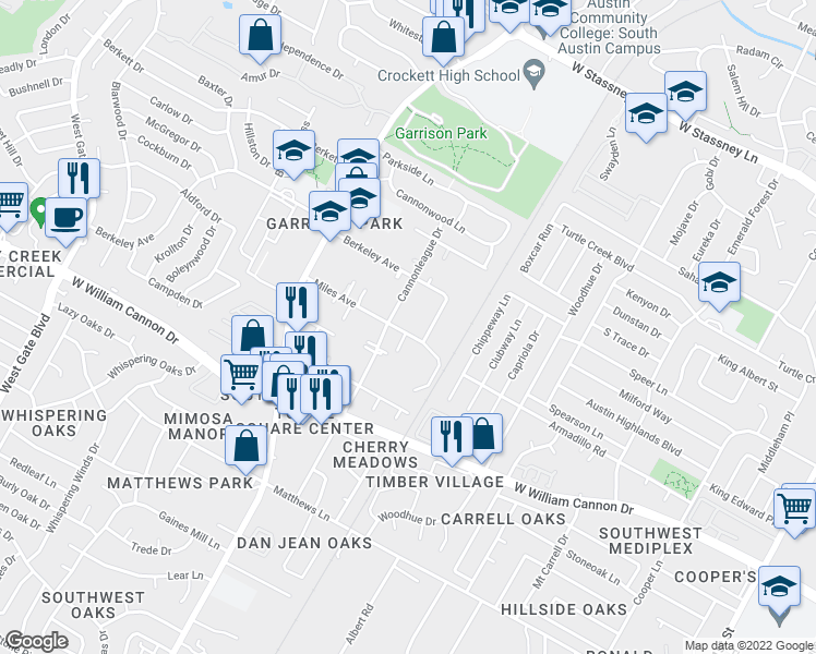 map of restaurants, bars, coffee shops, grocery stores, and more near 1806 Miles Avenue in Austin