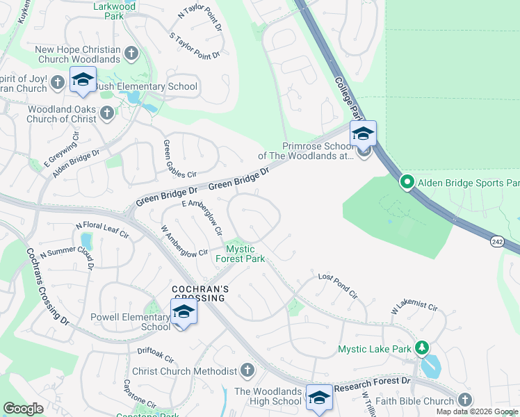 map of restaurants, bars, coffee shops, grocery stores, and more near 70 Stardust Place in Spring