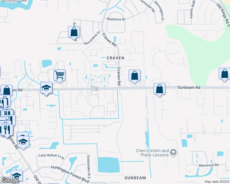 map of restaurants, bars, coffee shops, grocery stores, and more near 9505 Armelle Way in Jacksonville