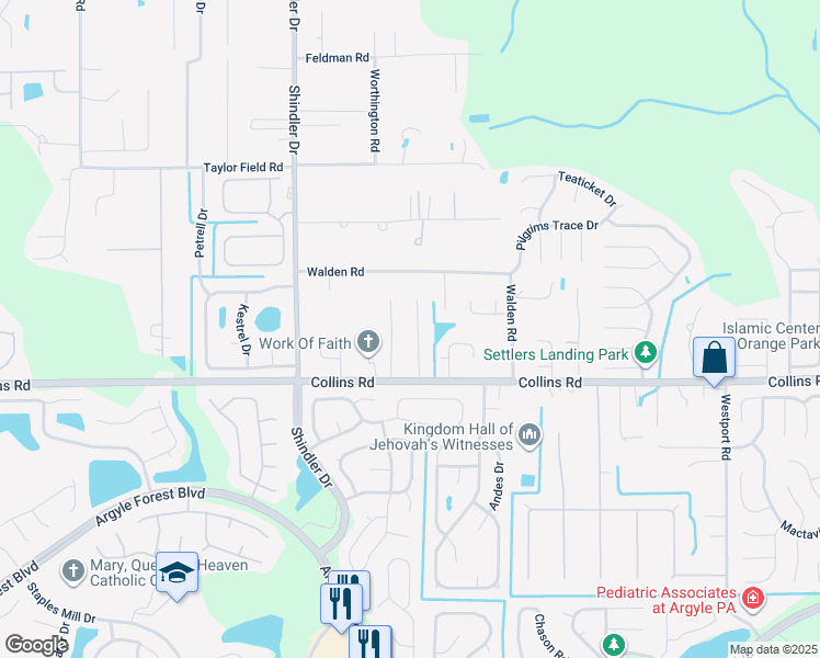 map of restaurants, bars, coffee shops, grocery stores, and more near 7546 Pheasant Run Drive in Jacksonville