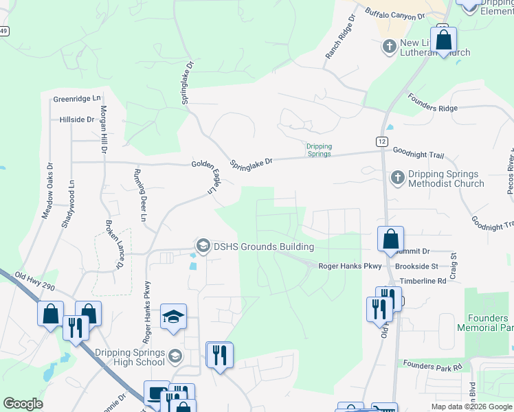 map of restaurants, bars, coffee shops, grocery stores, and more near 152 Grayson Elm Pass in Dripping Springs