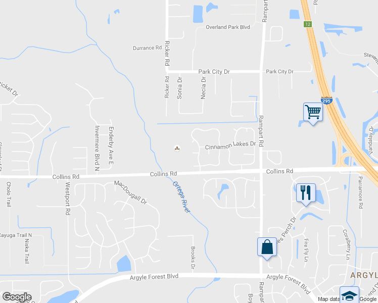 map of restaurants, bars, coffee shops, grocery stores, and more near 7569 Coriander Court in Jacksonville