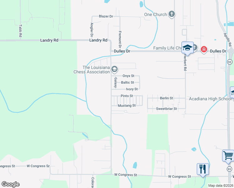 map of restaurants, bars, coffee shops, grocery stores, and more near 109 Pinto St in Lafayette