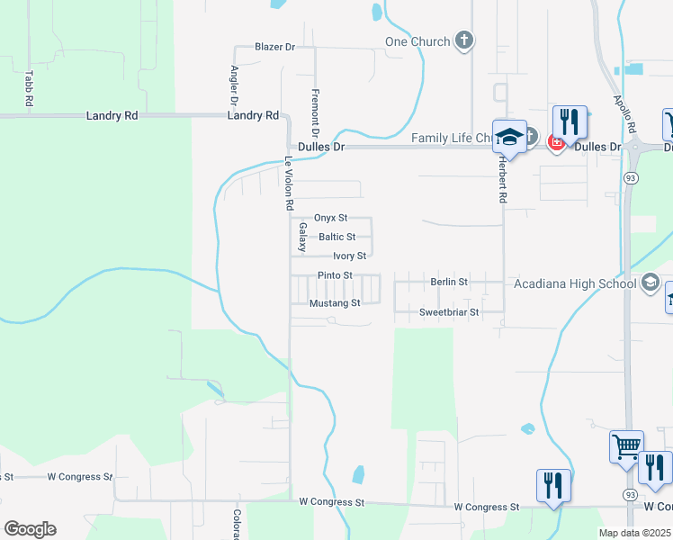 map of restaurants, bars, coffee shops, grocery stores, and more near 307 Pinto Street in Lafayette