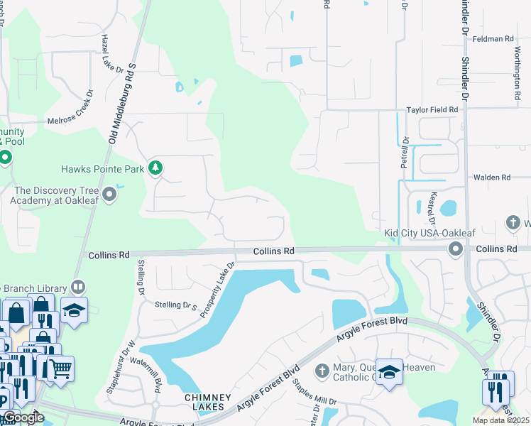 map of restaurants, bars, coffee shops, grocery stores, and more near 8896 Redtail Drive in Jacksonville