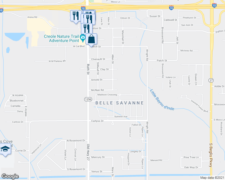 map of restaurants, bars, coffee shops, grocery stores, and more near 518 McNair Rd in Sulphur