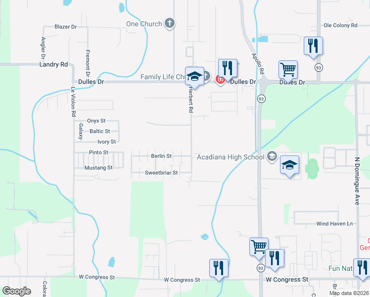 map of restaurants, bars, coffee shops, grocery stores, and more near 101 Fairfax Street in Lafayette