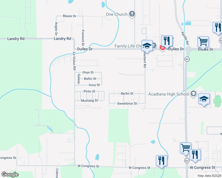 map of restaurants, bars, coffee shops, grocery stores, and more near 101 Belfast Street in Lafayette