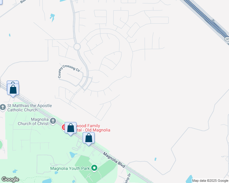 map of restaurants, bars, coffee shops, grocery stores, and more near 119 Noble View Court in Magnolia