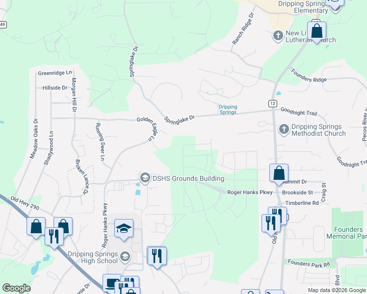 map of restaurants, bars, coffee shops, grocery stores, and more near 152 Grayson Elm Pass in Dripping Springs