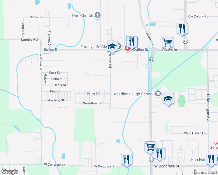 map of restaurants, bars, coffee shops, grocery stores, and more near 306 Herbert Road in Lafayette