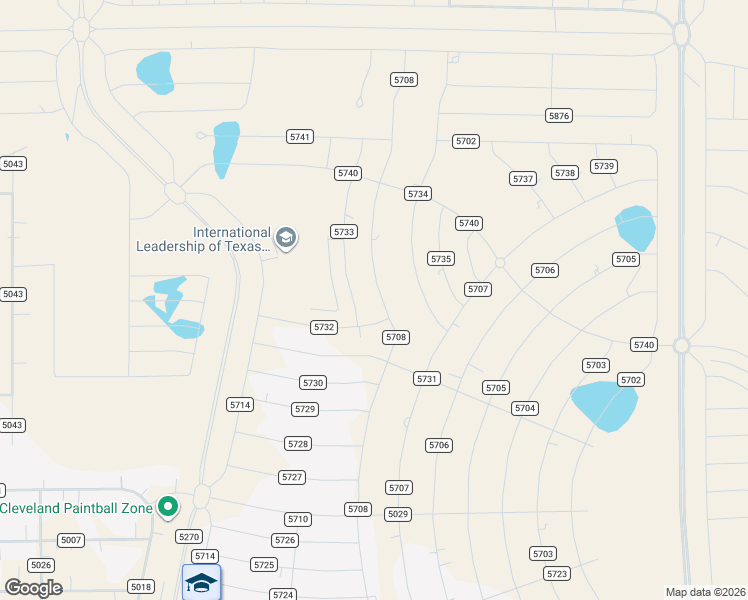map of restaurants, bars, coffee shops, grocery stores, and more near County Road 3470 North in Cleveland