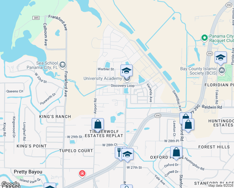 map of restaurants, bars, coffee shops, grocery stores, and more near 3127 Lisenby Avenue in Panama City