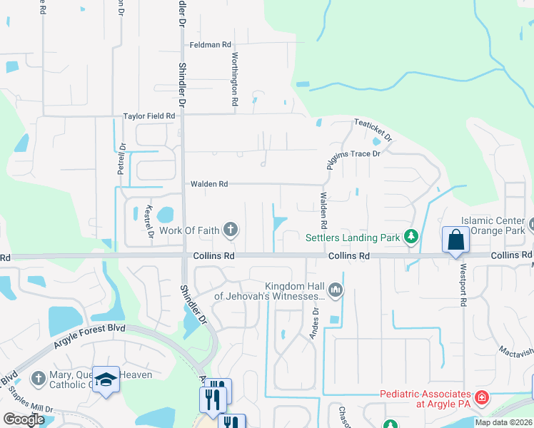 map of restaurants, bars, coffee shops, grocery stores, and more near 7546 Pheasant Run Drive in Jacksonville