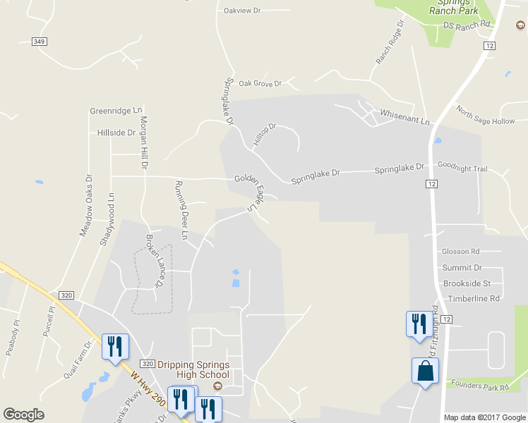 map of restaurants, bars, coffee shops, grocery stores, and more near 139 Prairie Wolf Court in Dripping Springs