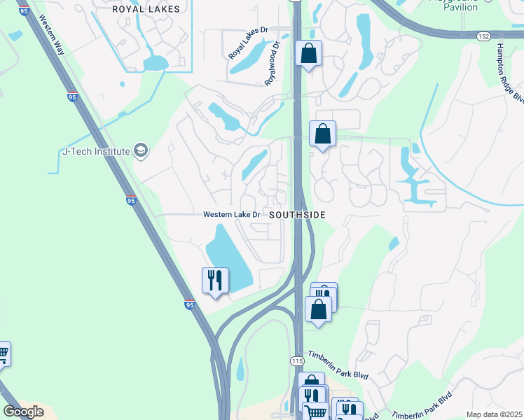map of restaurants, bars, coffee shops, grocery stores, and more near 8700 Southside Boulevard in Jacksonville