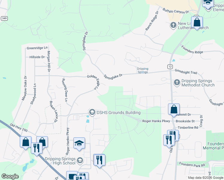 map of restaurants, bars, coffee shops, grocery stores, and more near 139 Prairie Wolf Court in Dripping Springs