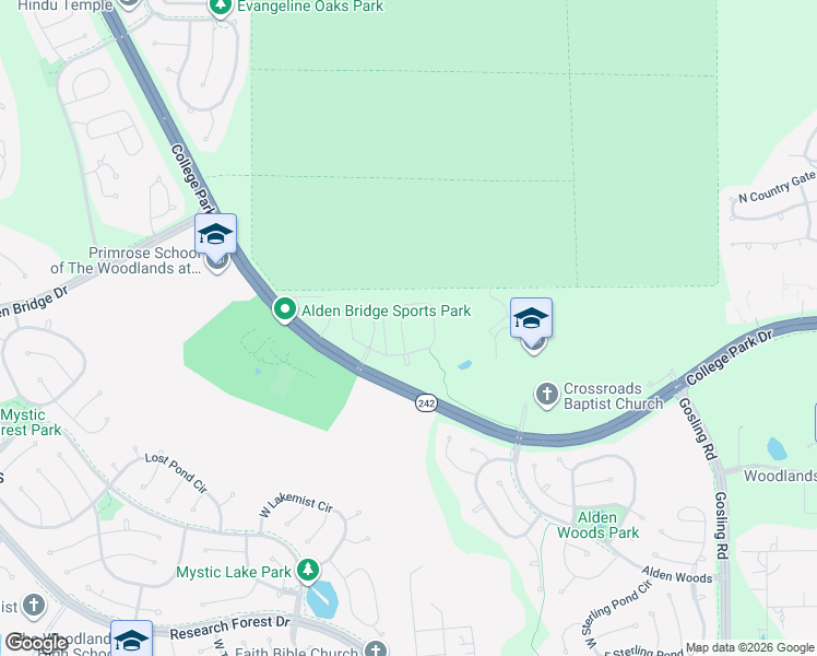 map of restaurants, bars, coffee shops, grocery stores, and more near 246 West Stedhill Loop in Conroe