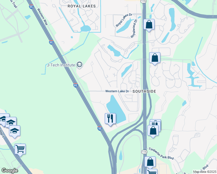 map of restaurants, bars, coffee shops, grocery stores, and more near 8926 Chambore Drive in Jacksonville