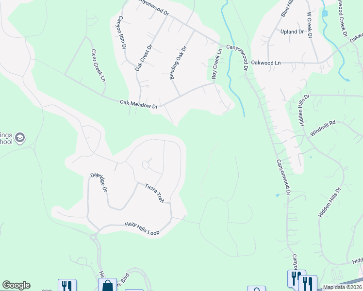 map of restaurants, bars, coffee shops, grocery stores, and more near 982 Hazy Hills Loop in Dripping Springs