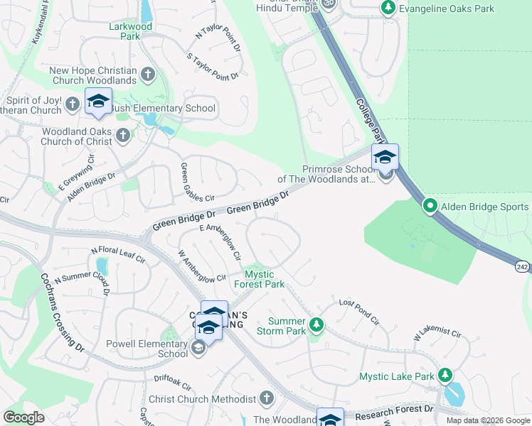 map of restaurants, bars, coffee shops, grocery stores, and more near 10 Winrock Place in Spring